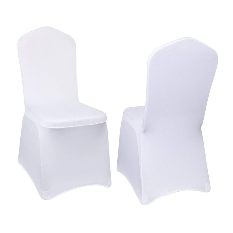 Yahpetes Chair Cover White Polyester Spandex Banquet Chair Covers Slipcover Flat Front Stretch Spandex Chair Covers for Wedding Banquet Dining Party Decorations (1 Pcs White) - Image 1